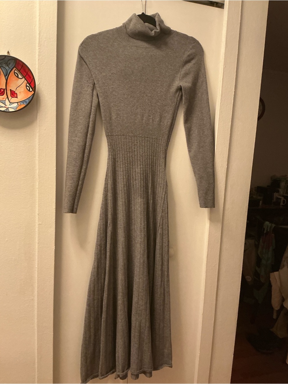 Ann Taylor Heather Gray Long Sleeve Turtleneck Maxi Dress